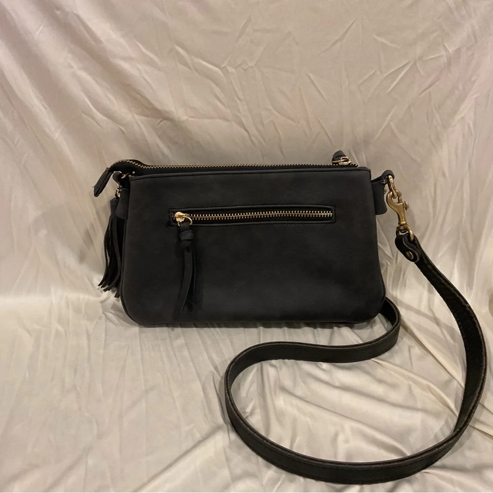 (Sold) Dark Iron Grey Faux suede Crossbody bag - Picture 4 of 9